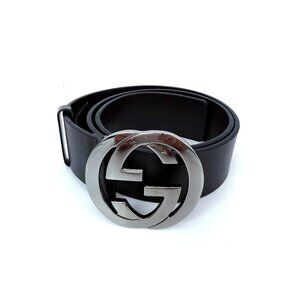 Gucci Interlocking GG Buckle Dark Brown Leather Belt Size 75